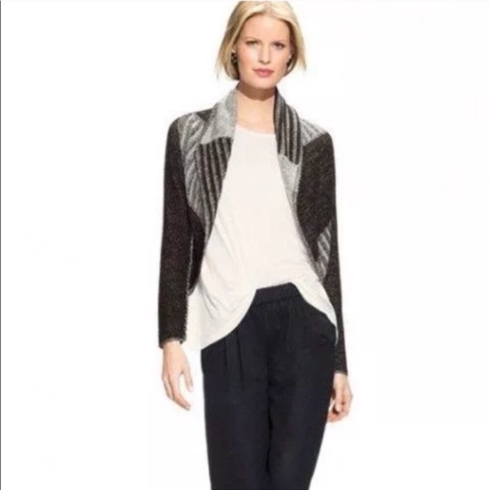 Cabi Patchwork Circle Black & Gray Cardigan Sweat… - image 1
